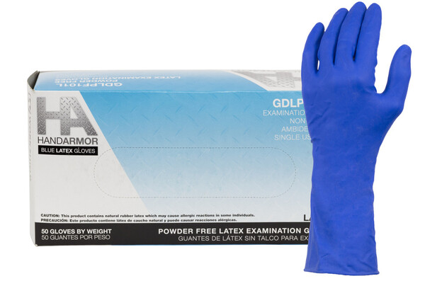 GDLPF101/L LATEX HIGH RISK POWDER FREE GLOVES 14MIL BLUE - L 50/BX